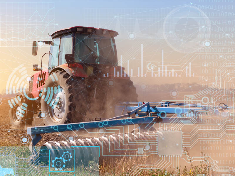 Ai generated imaged of a tractor with a data overlay